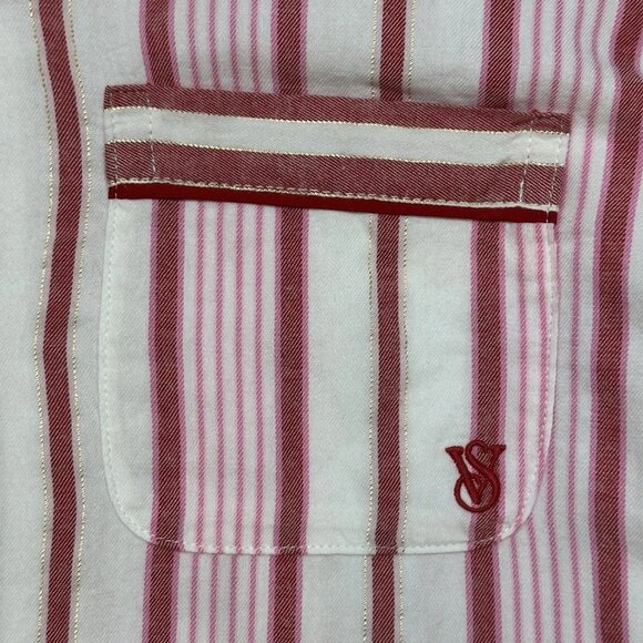 NWOT VICTORIA'S SECRET Flannel Pajama Cozy PJ Set Red Candy Cane Stripe M - Picture 8 of 15